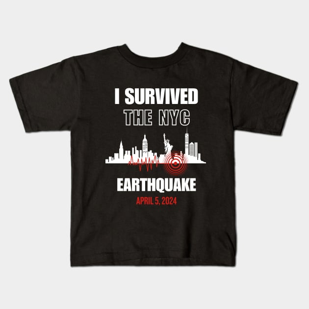 I survived the nyc earthquake 2024 Kids T-Shirt by dooddles